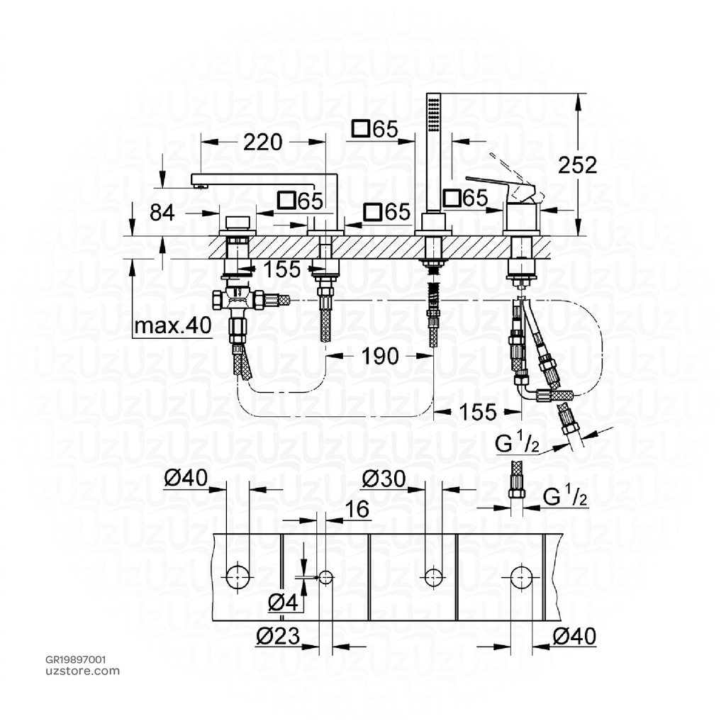 GROHE Eurocube OHM bath 4-h 19897001