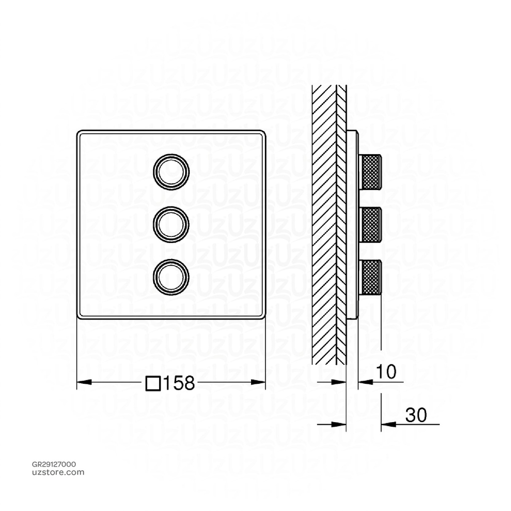 GROHE GRT SmartControl conc. valve square 3SC 29127000