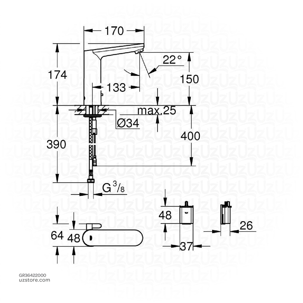 GROHE Eurosmart CE basin 6V L-Size 36422000