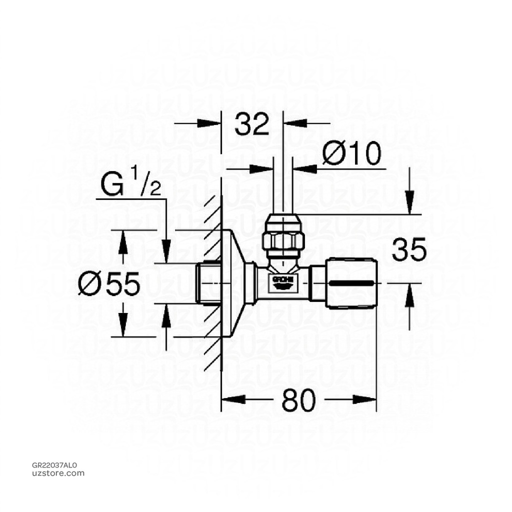 GROHE angle valve 1/2" 22037AL0
