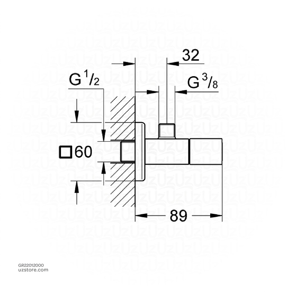 GROHE Universal Cube angle valve 1/2" x 3/8" 22012000