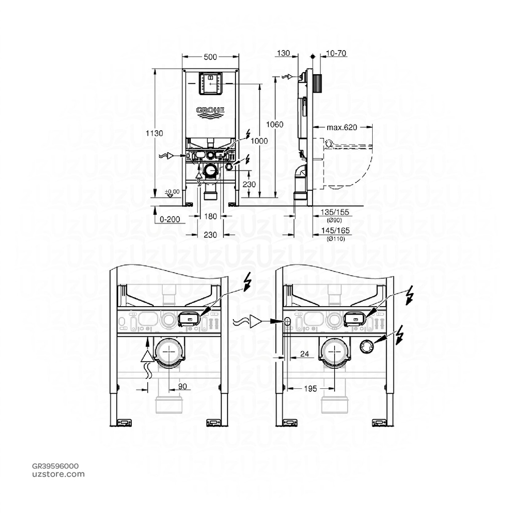 GROHE Rapid SLX WC 3-6 l 1,13m 39596000