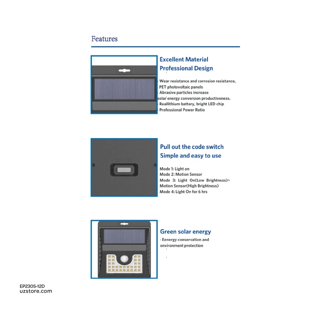 OPPLE Solar Wall Light 120LM Daylight 6500K 705001015200