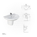 RAK-Karla Wash Basin With  Half Pedestal 60CM KR0101AWHA  KR0105AWHA