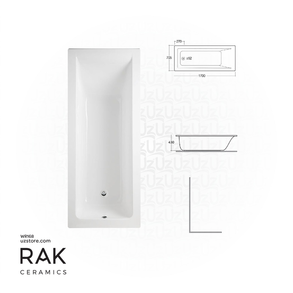 Rak Ceramic- METROPOLITAN BATHTUB  (1700X70CM) BT52AWHA