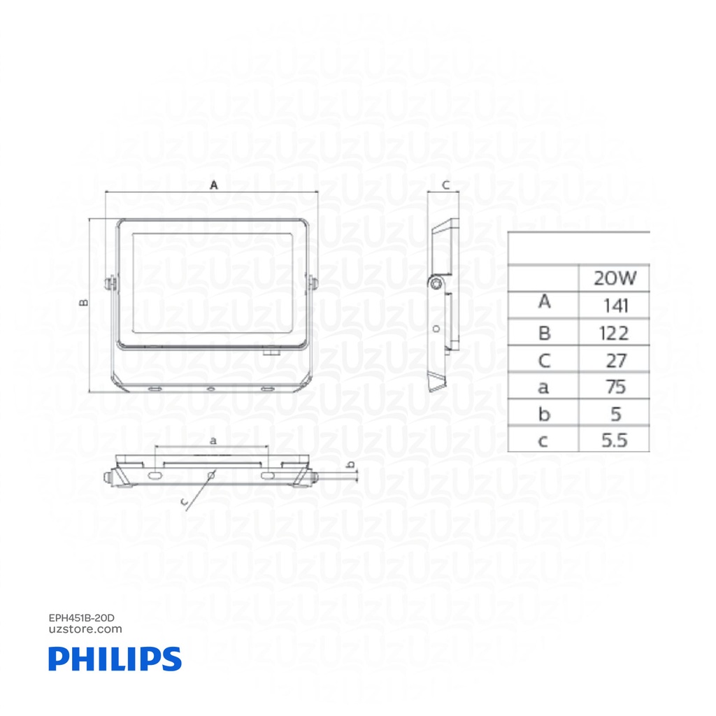 Philips Essential Smart Bright G4 LED Floodlight 20W BVP150 LED18/CW Daylight 911401831283