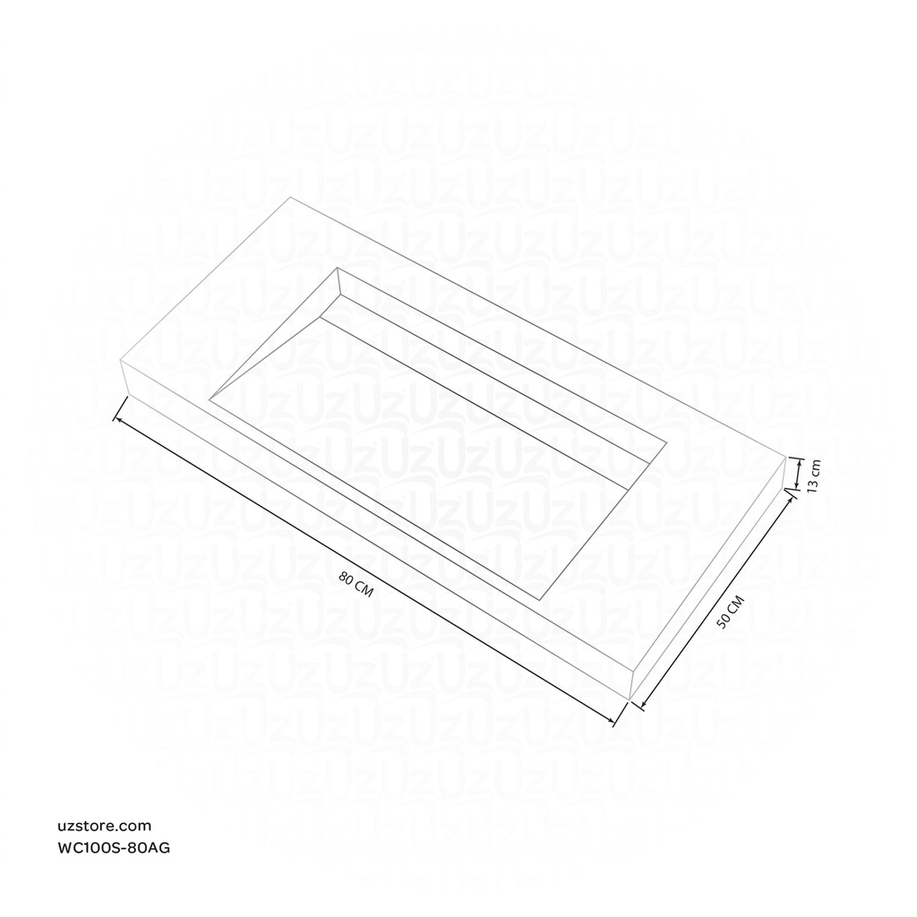 Sintered stone basin Sink on the middle 80S Armani gray  80x50x13cm