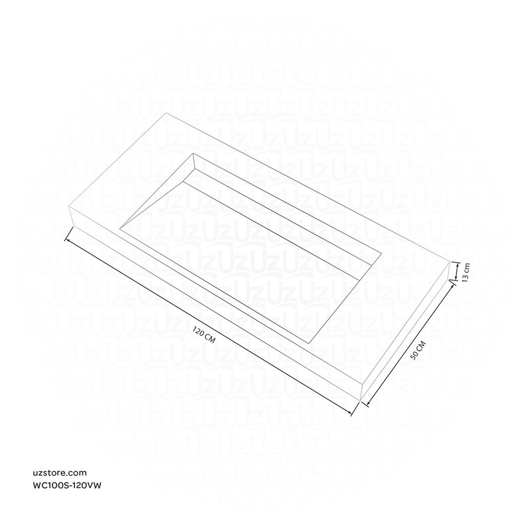 Sintered stone basin Sink on the middle 120S Volakas white  120x50x13cm