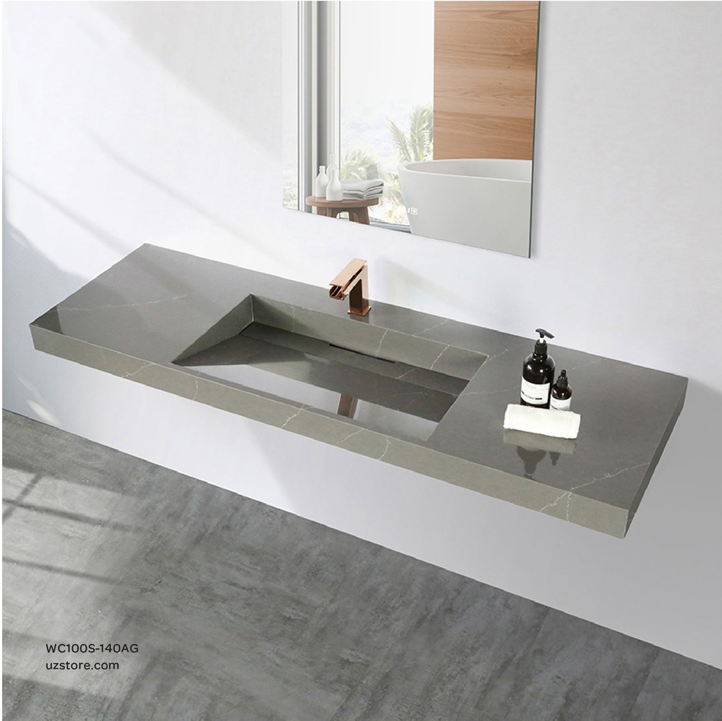 Sintered stone basin Sink on the middle 140S Armani gray  140x50x13cm