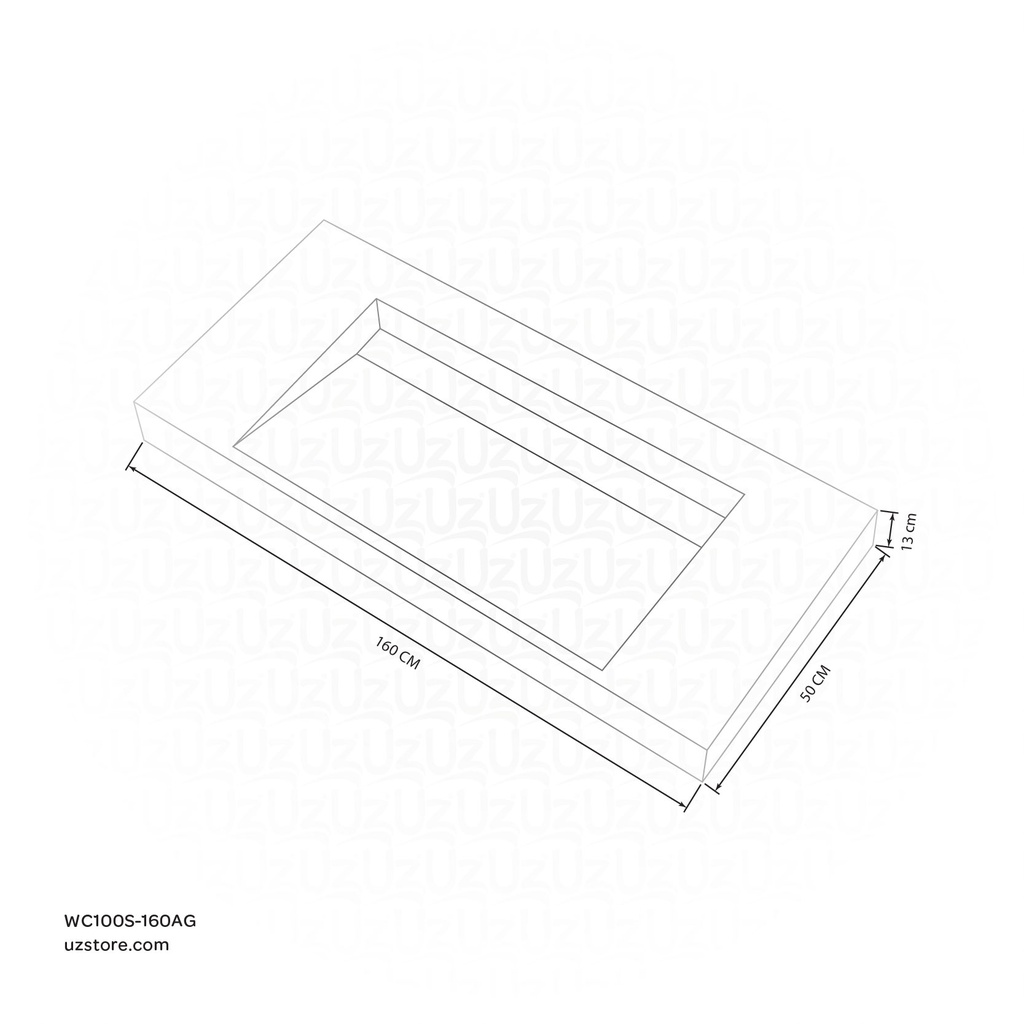 Sintered stone basin Sink on the middle 160S Armani gray  160x50x13cm