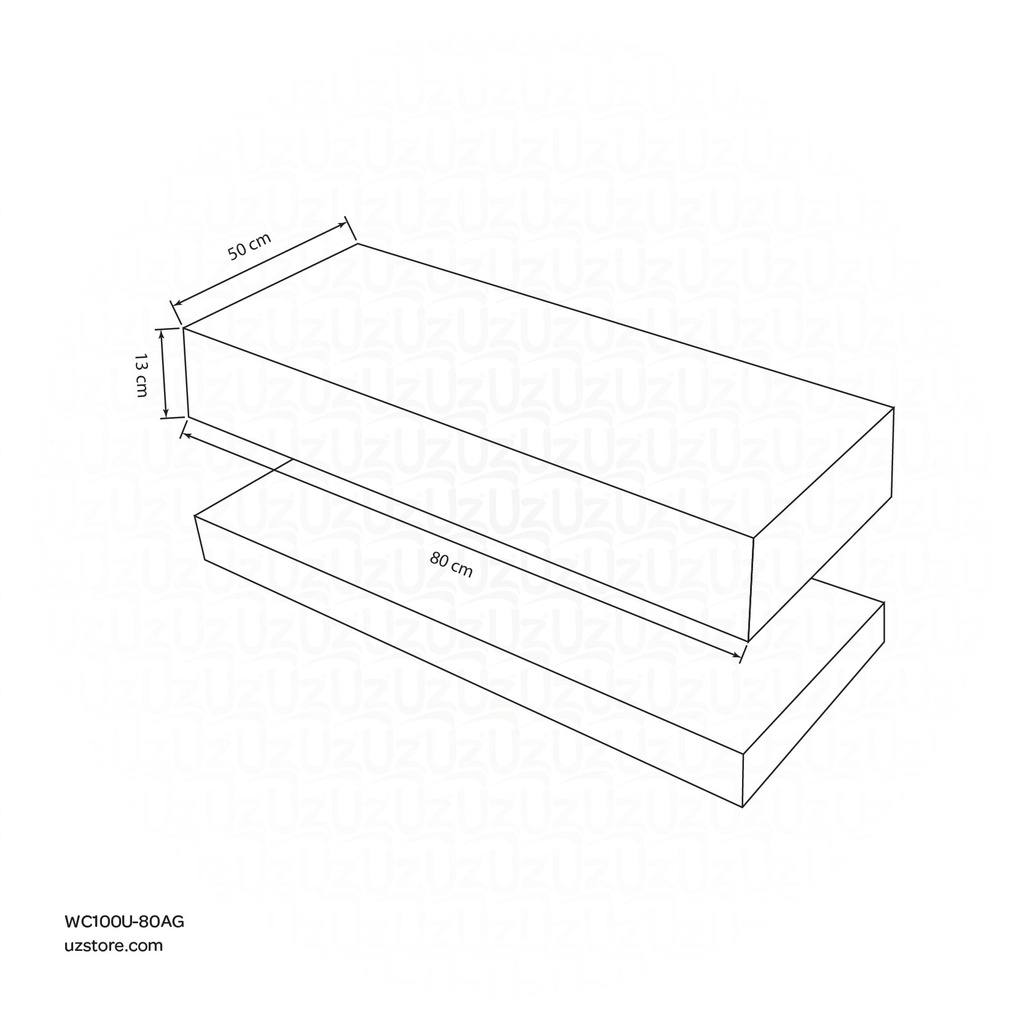 Sintered stone UP counter without basin 80C Armani gray  80x50x13cm,   Up