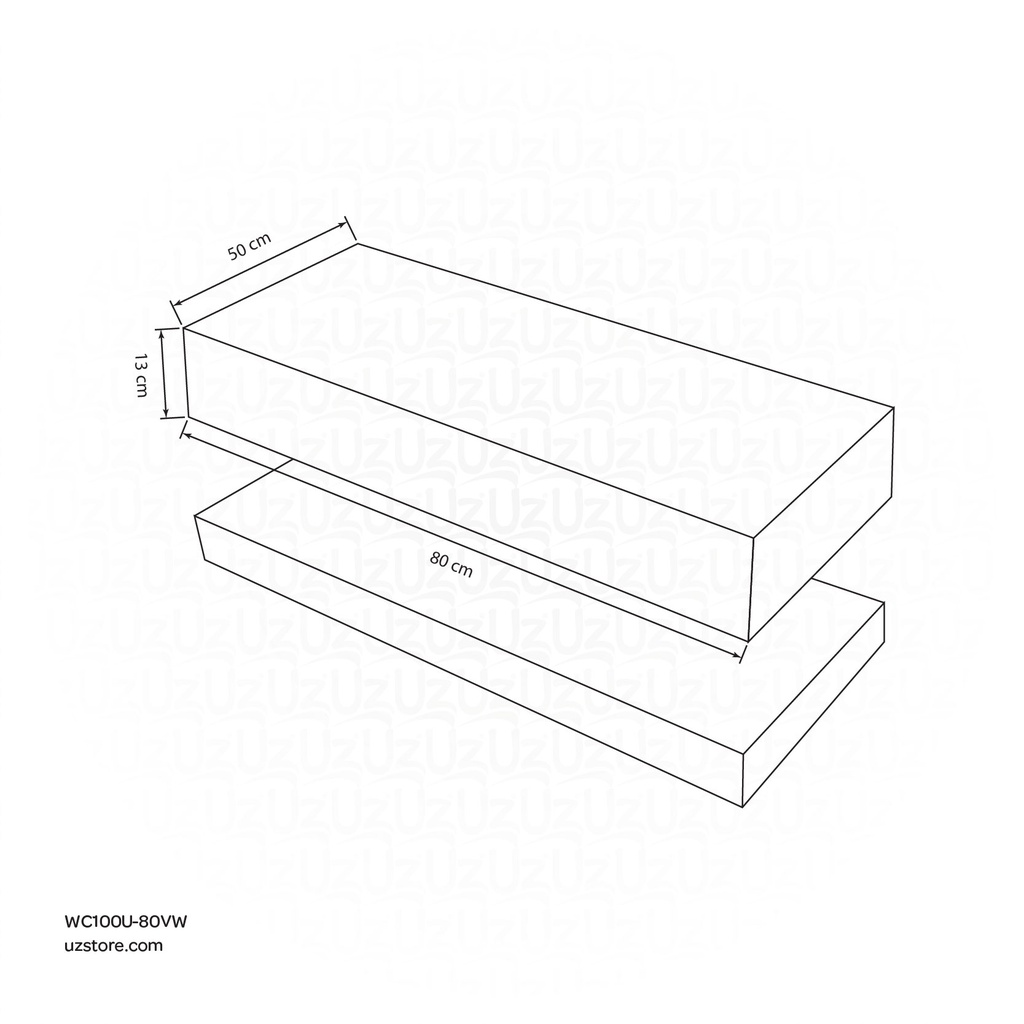 Sintered stone UP counter without basin 80C Volakas white  80x50x13cm,   Up