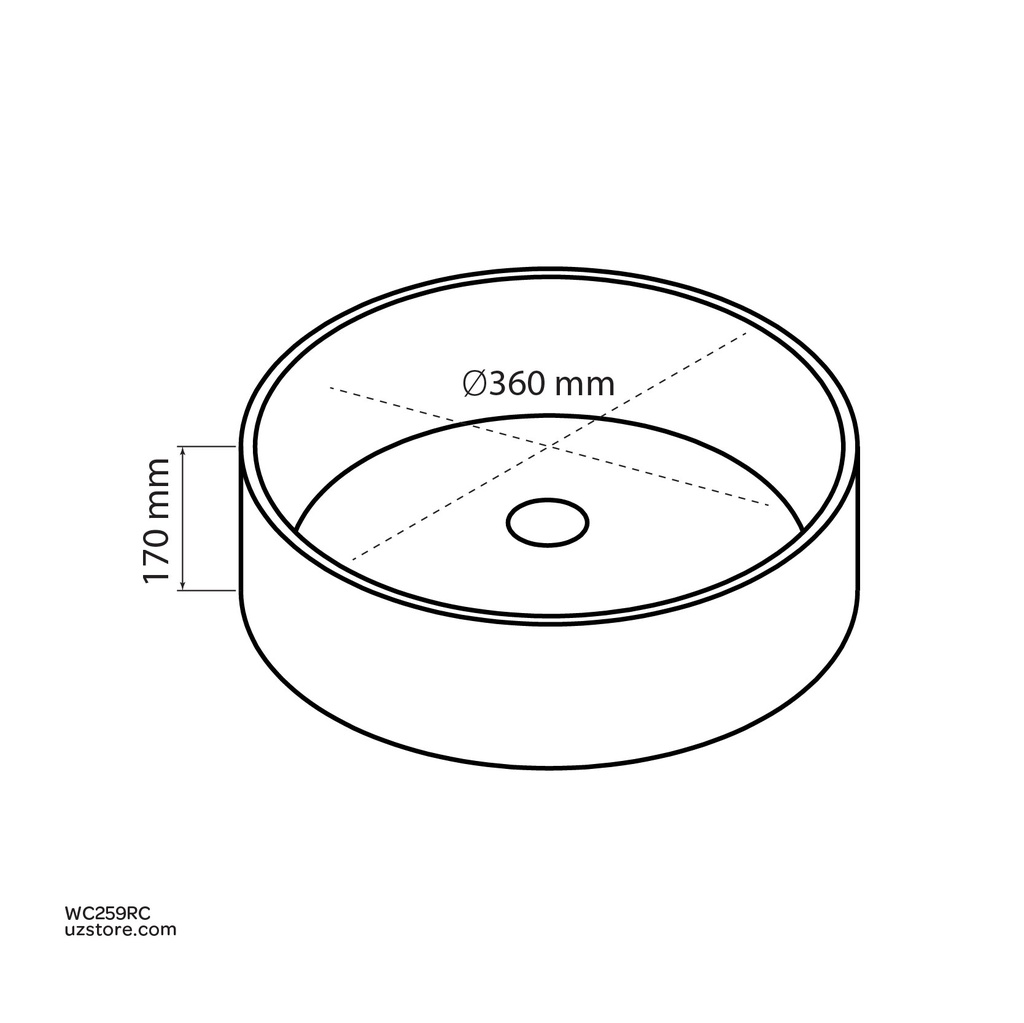 Basin,round, made of Corian, Grey Matt KZA-23106090B 360*360*170 