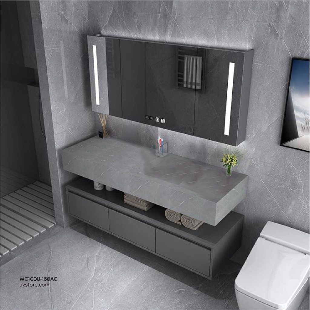 Sintered stone UP counter without basin 160C Armani gray  160x50x13cm,  Up