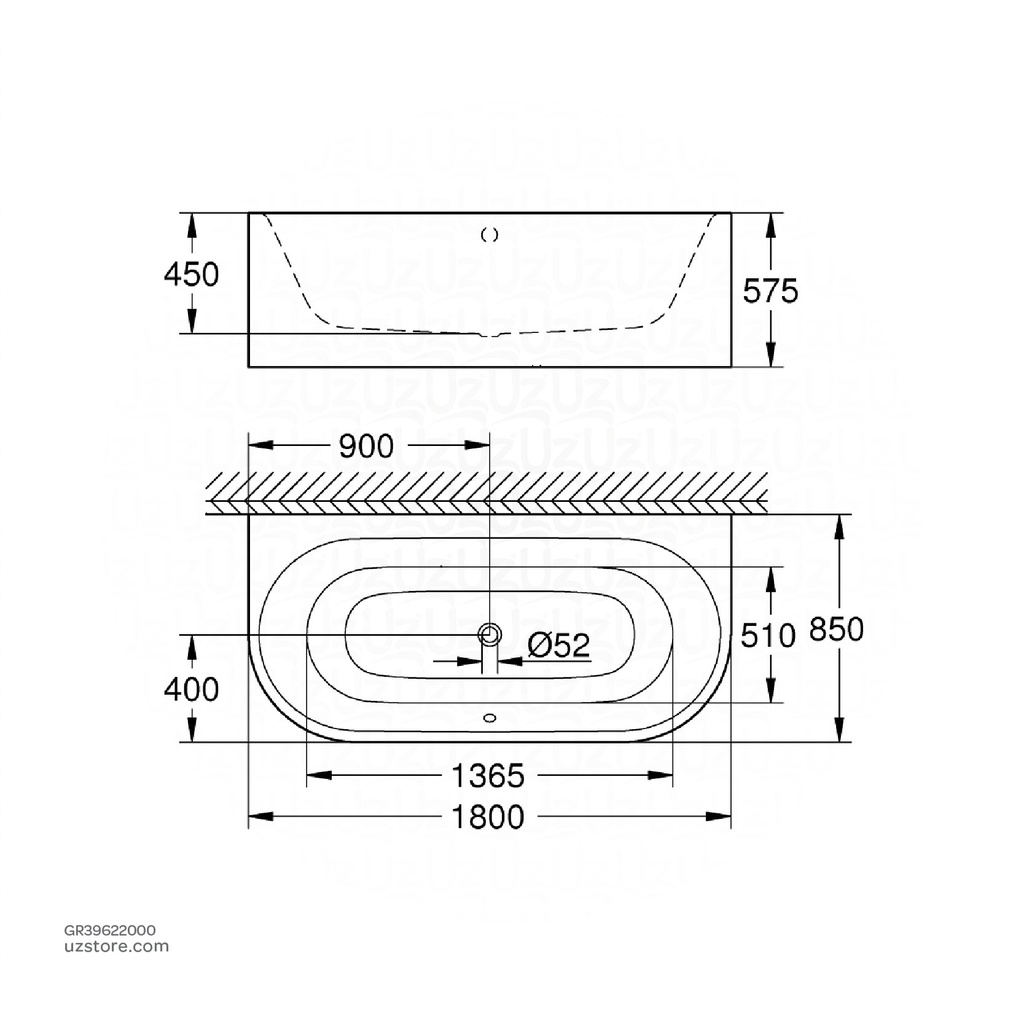 GROHE Essence bath tub back-to-wall 39622000