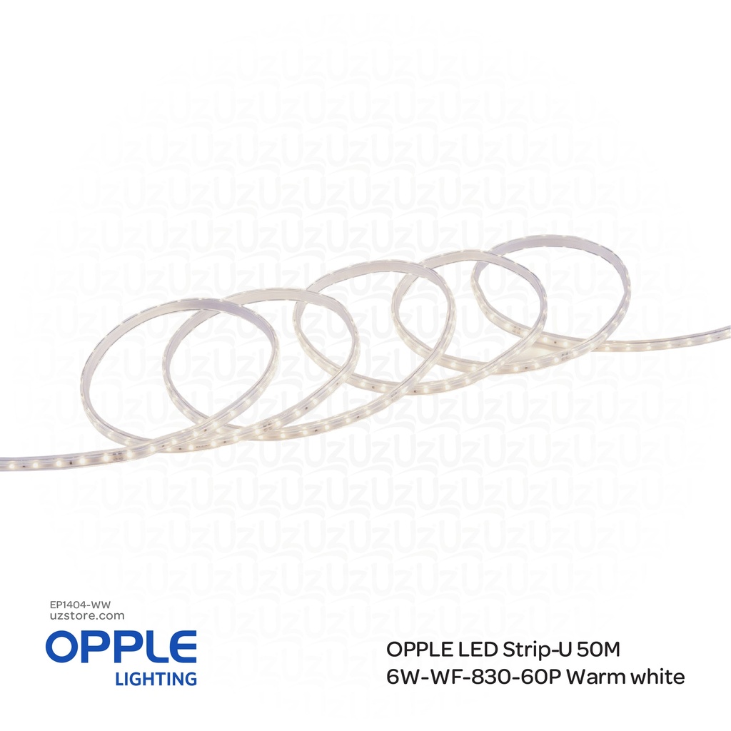 أوبل شريط إضاءة ليد بطول 50 متر، بقوة 6 واط، تقنية 2835، وبلون أبيض دافئ بدرجة حرارة 3000 كلفن.