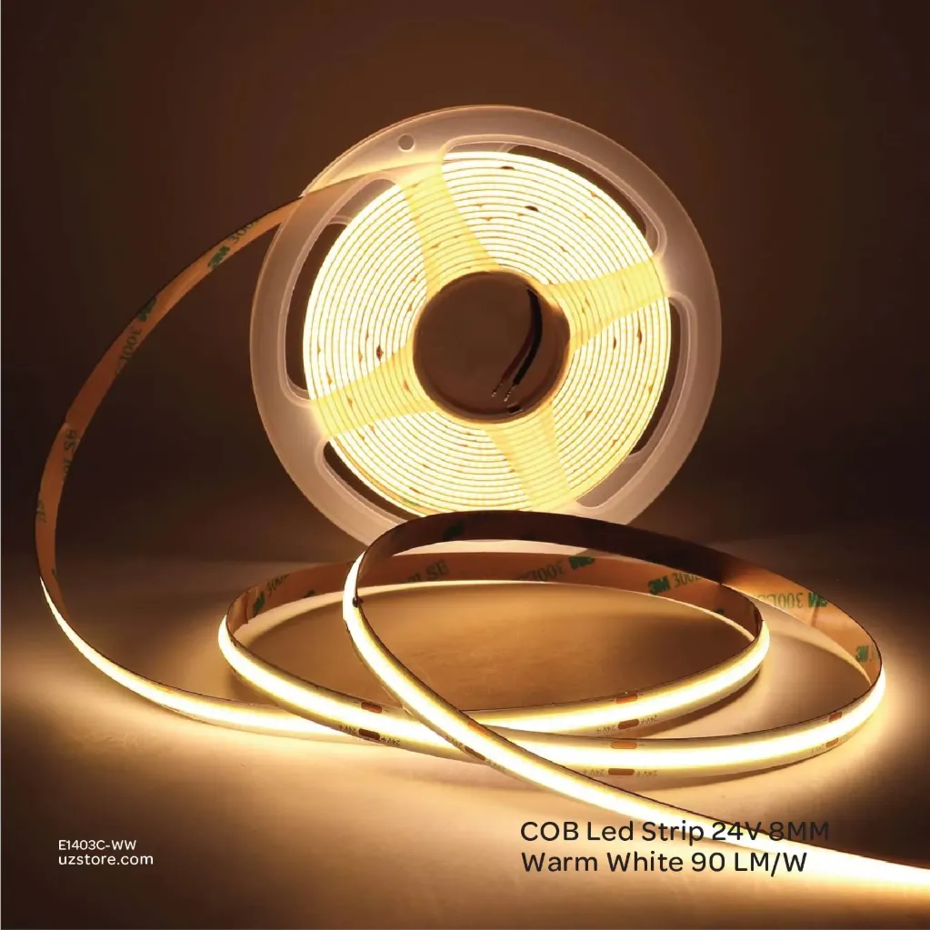 COB Led Strip 24V 8MM  Warm White 90 LM/W