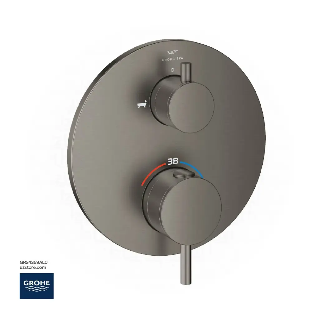 GROHE Atrio Safety bath tub mixer for 2 outlets with integrated shut off/diverter valve , 24359AL0 , brushed hard graphite