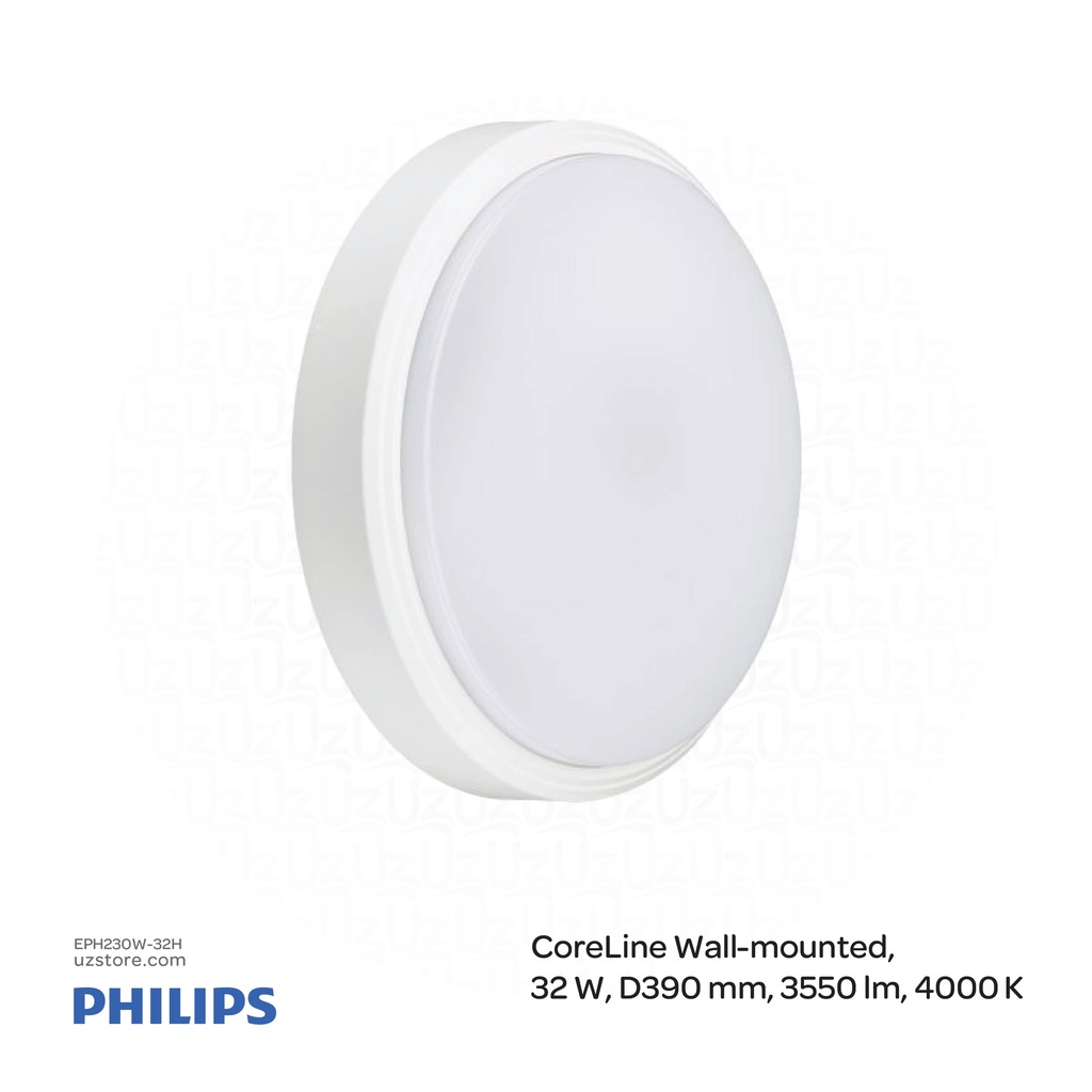 Philips CoreLine Wall-mounted, 32 W, D390 mm, 3550 lm, 4000 K, IP65 WL140V LED34S/840 PSU WH 911401847882