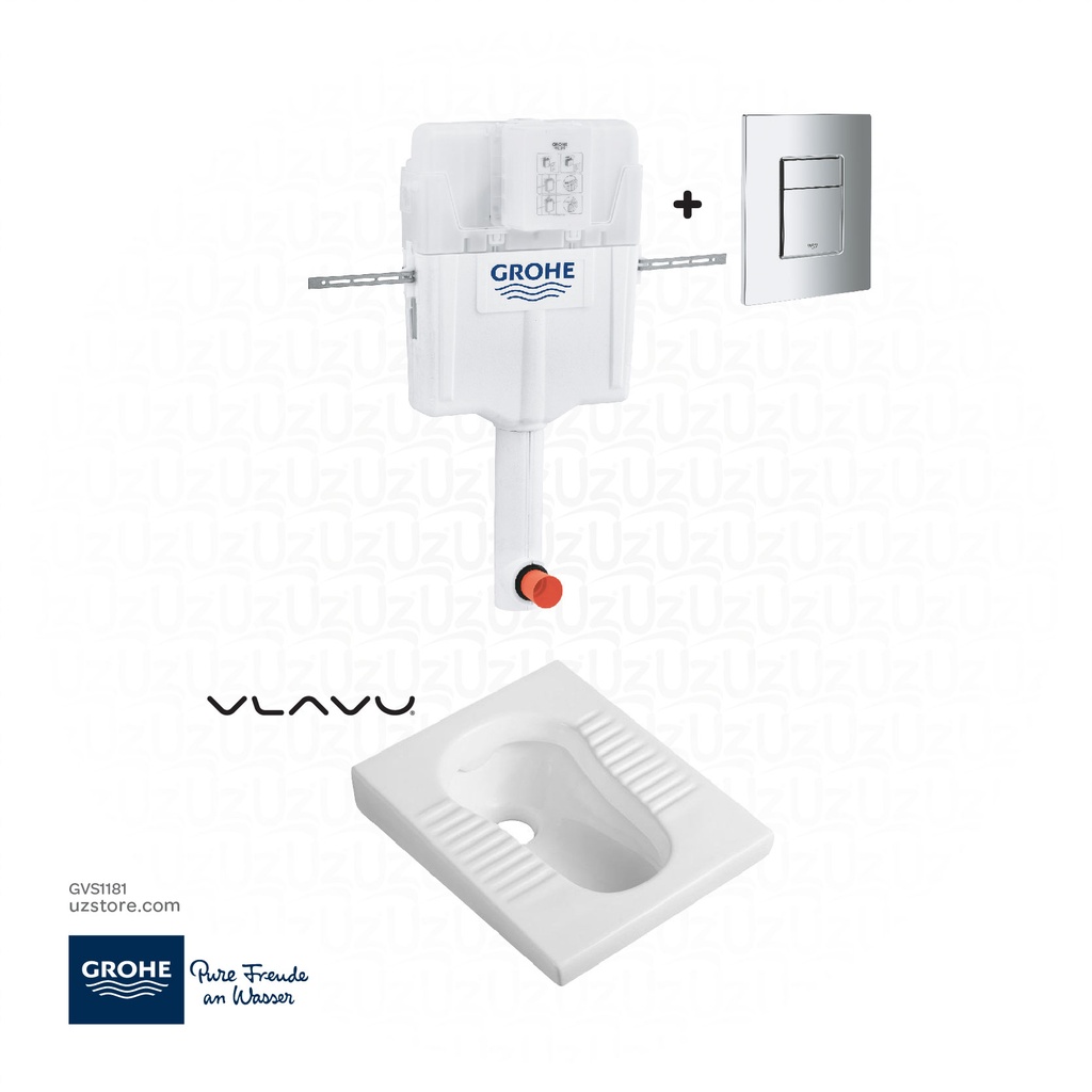GROHE Concealed 181 (cistern conc.GD2+kate Cosmo, dual flush +Vlavu squantinbg pan )