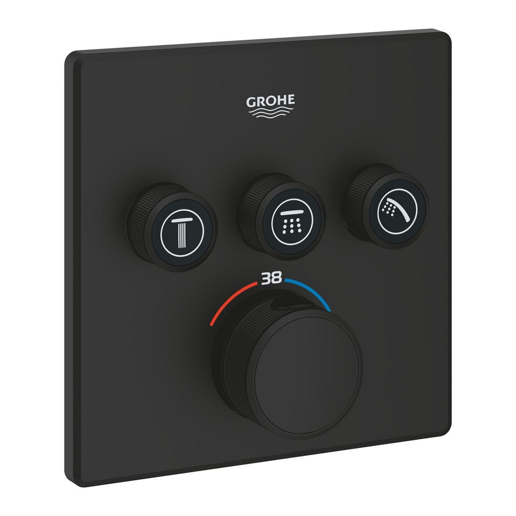 GROHE Grohtherm SmartControl Safety mixer for concealed installation with 3 valves , 102167KF00 , phantom black