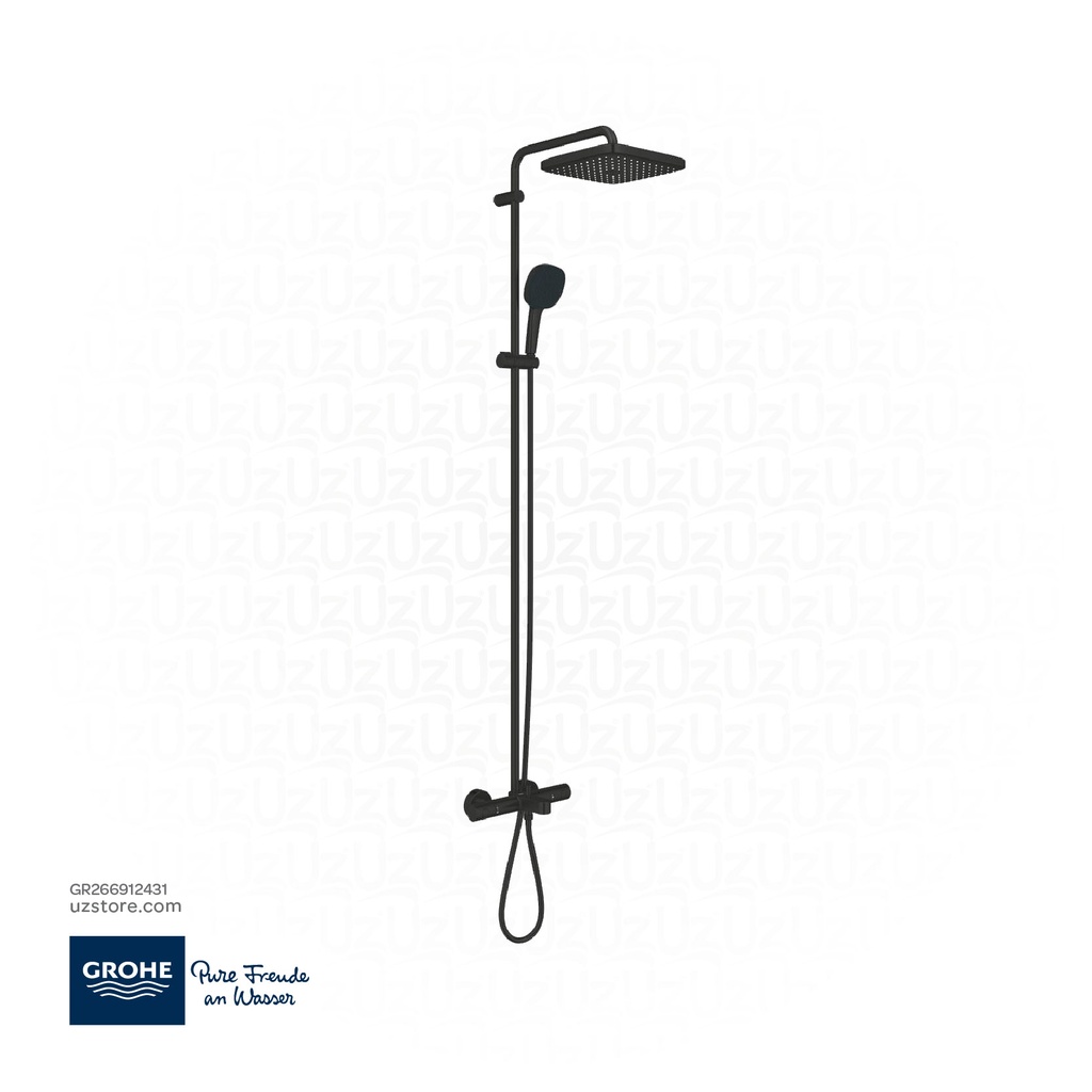 GROHE Tempesta System 250 Cube Shower system with Bath Safety Mixer for wall mounting , 266912431 , matt black