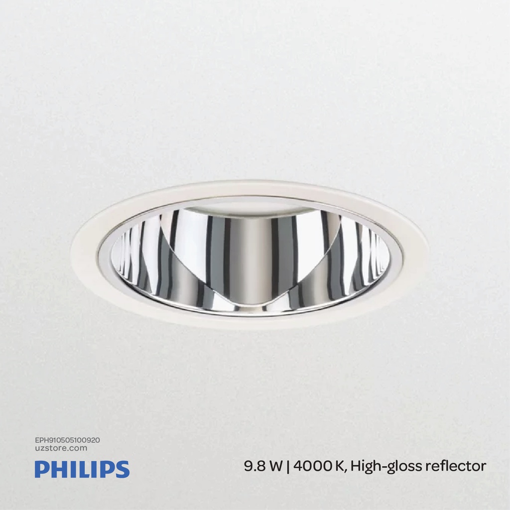 Philips LuxSpace Mini, recessed, 9.8 W, D150 mm, 1350 lm, 4000 K, UGR19, High-gloss reflector, IP20 DN561B LED12S/840 PSU-E C WH 910505100920