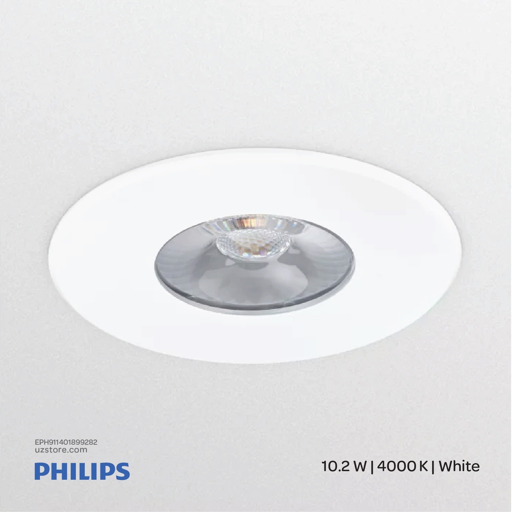 [EPH911401899282] Philips CoreLine Recessed Spot gen2, Fixed, 10.2 W, D78 mm, 950 lm, 4000 K, Phase-cut dim, Wide beam, White, IP20/65 RS150B LED9-WB-/840 D78 PSR PI6 WH9 11401899282
