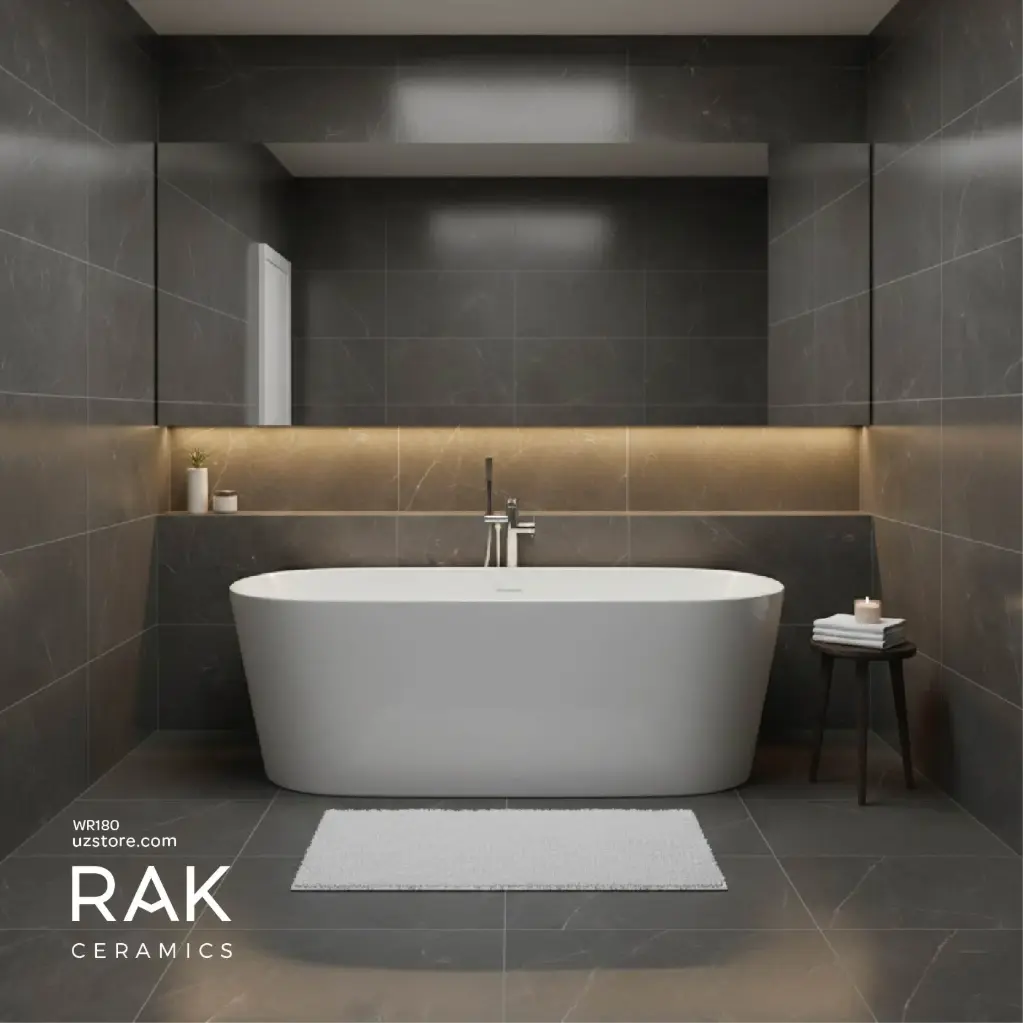 RAK Ceramic CONTOUR ROUNDED RECTANGLE FREESTANDING Bathtub (Acrylic) 800x1800MM CONBT318080AWHA