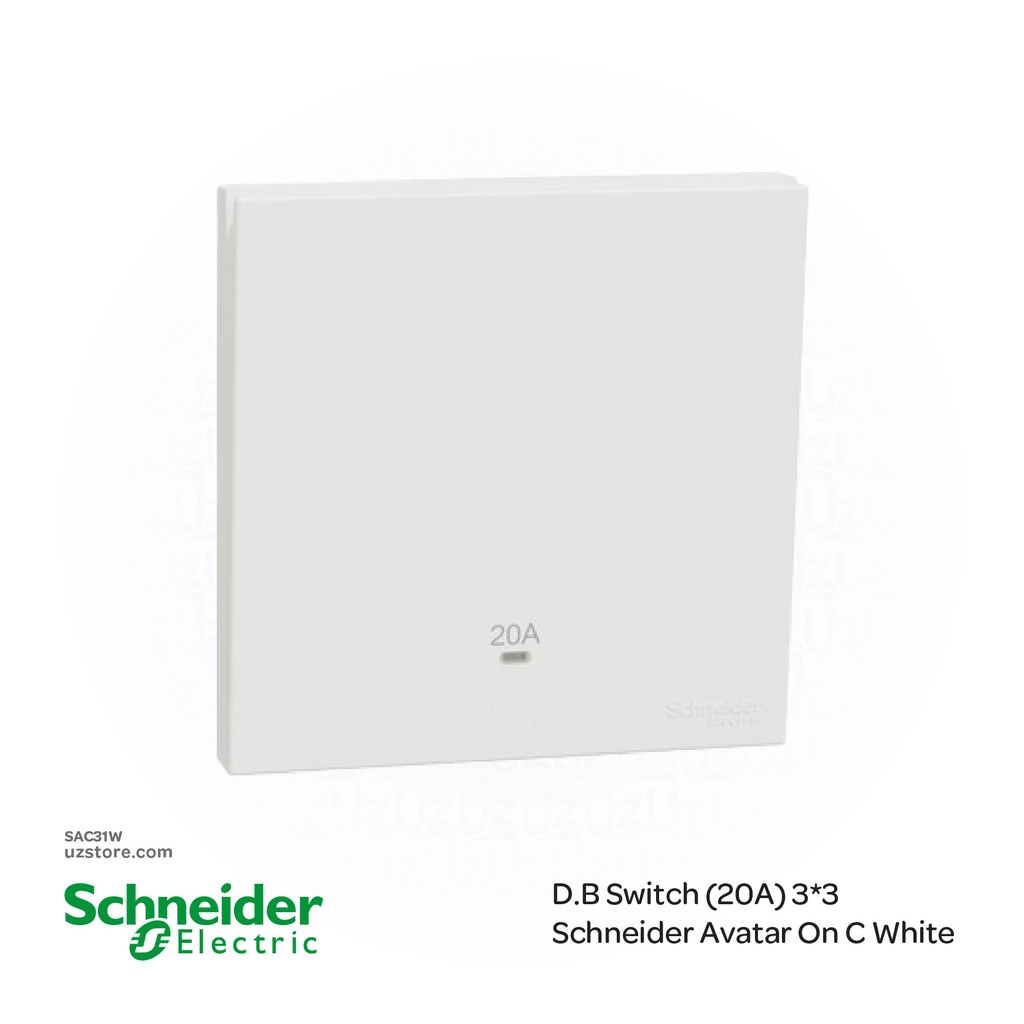 [SAC31W] D.B Switch (20A) 3*3 Schneider Avatar On C White (E8731D20NWE)
