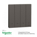 4 Gang Switch 3*3 1way Schneider Avatar On C Dark Grey(E8734L1F_DG)