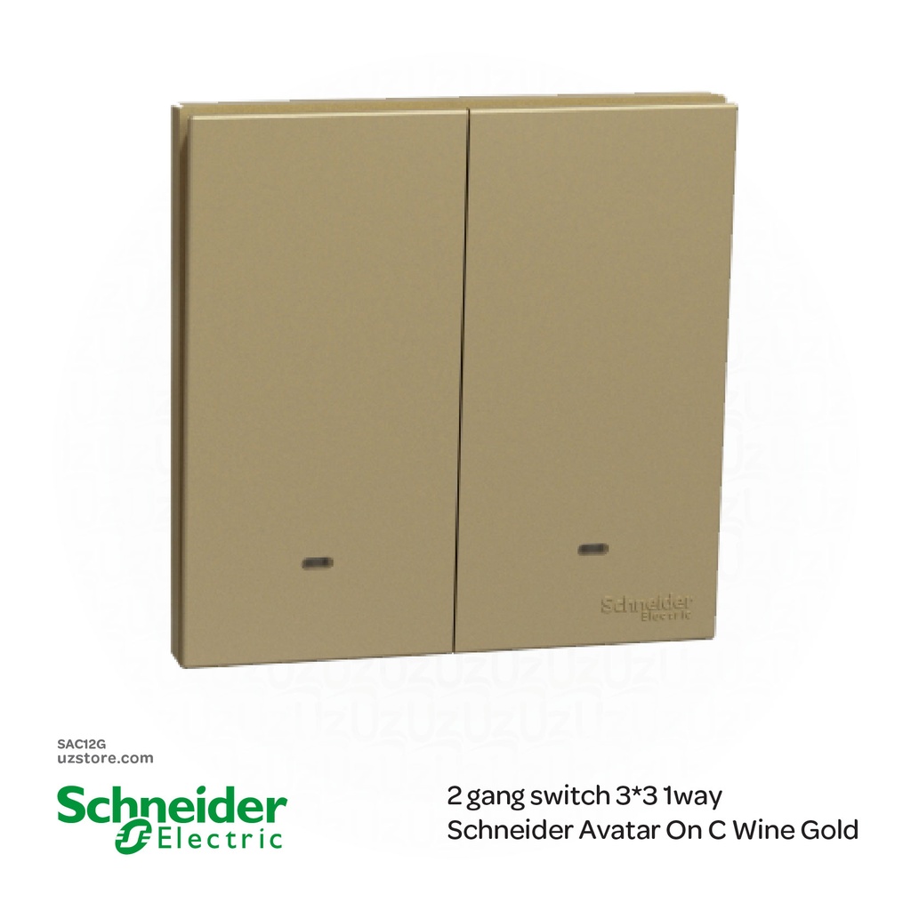 2 Gang 1way Switch 3*3 Schneider Avatar on C Wine Gold