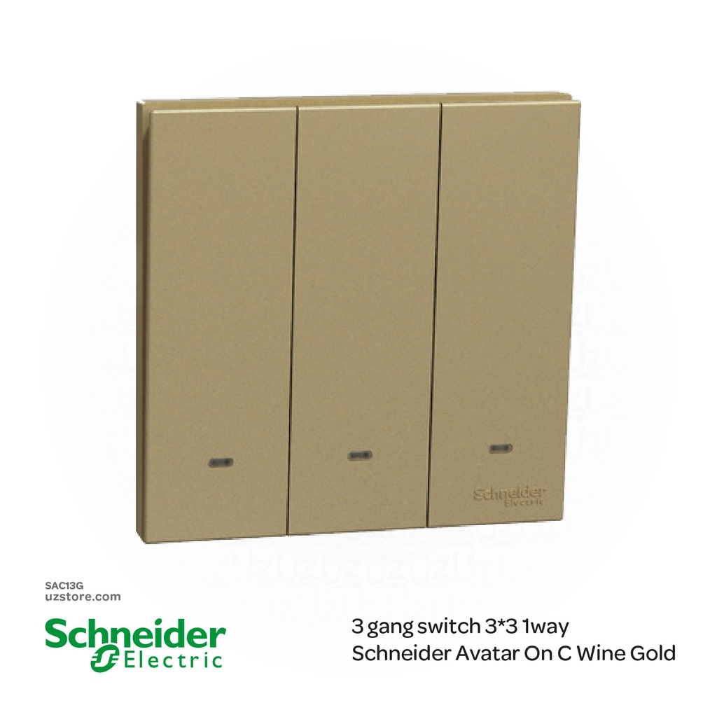 3 gang switch 3*3 1way Schneider Avatar On C Wine Gold