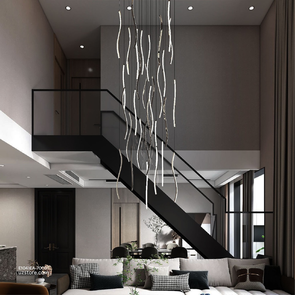 Pendant lamp Ø:1000*H7000 Stainless steel Black Mirror 3000K , 11318-1000-45