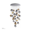 Pendant lamp Ø:1000*H7000 Stainless steel+Glass Brushed Brass+Brushed Black 3000K , 66037-1000-42