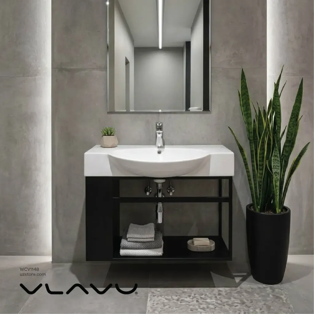 [WCV1148] Vlavu Stainless Steel Vanity, Stainless Steel Base,  Ceramic Basin, 740*325*450mm, CS. 12.0030-75