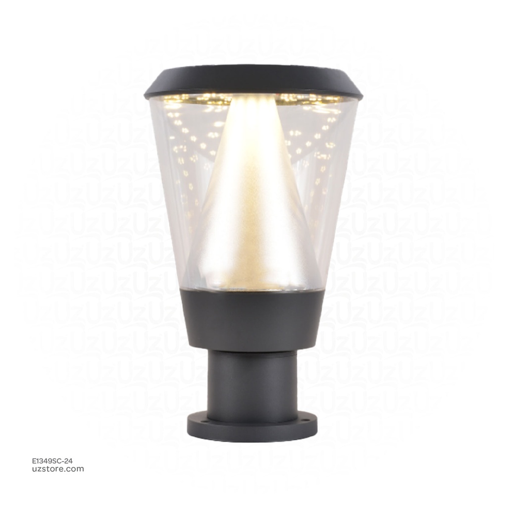 Outdoor LED light, Matt Black, 24W, 3000-3500K, Die casting aluminum+PC(anti UV), SMD, φ220*350MM, SH-202237L/350