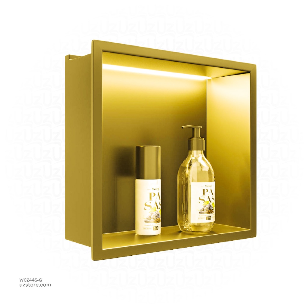 Gold Stainless steel Niche wall with light 32x32x12.5cm , B1011K-LED