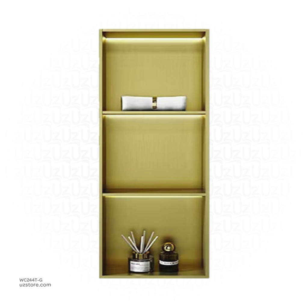 [WC244T-G] Gold Stainless steel Triple Niche wall with light 90x28x12.5cm , B3023K-LED-L