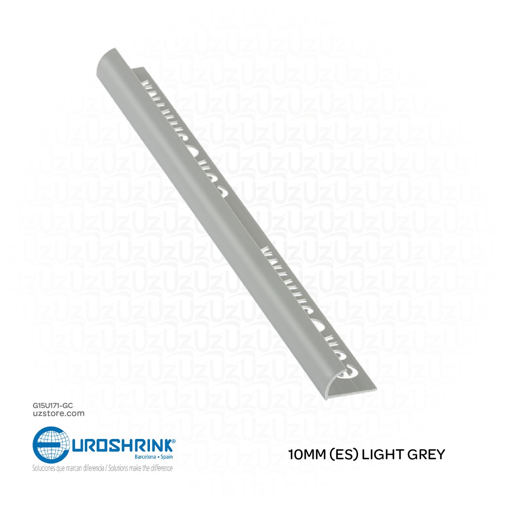UROSHRINK Spain Tile Corner Plastic Trim 171-GC Gris Claro 10MM (ES) Light Grey