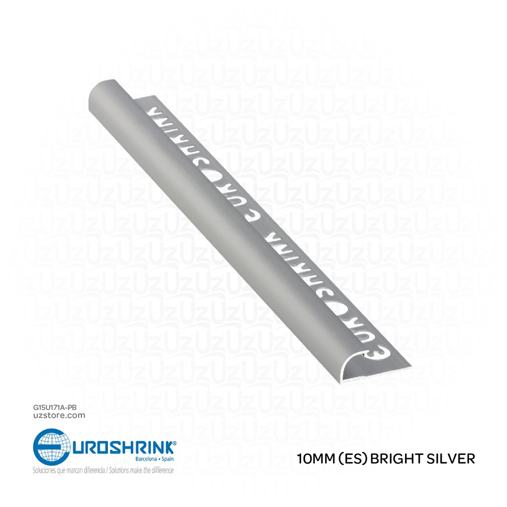 UROSHRINK Spain Tile Corner Steel Trim 171A-PB Plata Brillo 10MM (ES) Bright Silver