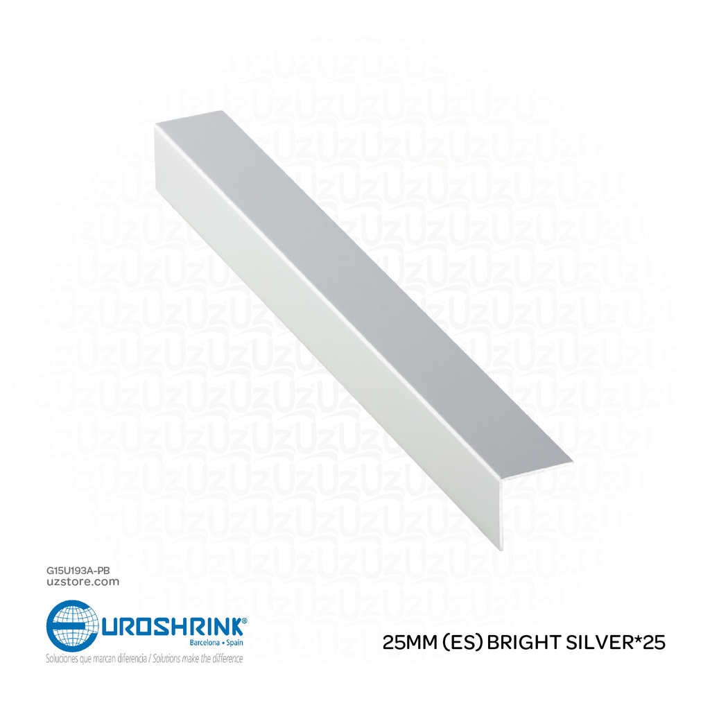 UROSHRINK Spain Tile Corner Steel Trim 193A-PB Plata Brillo 25*25MM (ES) Bright Silver