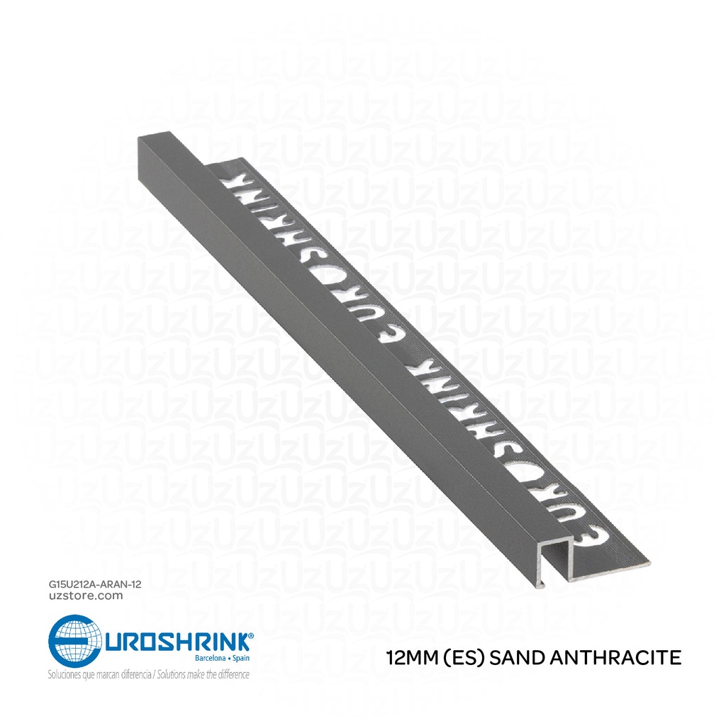 [G15U212A-ARAN-12] UROSHRINK Spain Tile Corner Steel Trim 212A-ARAN-12 Arena Antracita 12MM (ES) Sand Anthracite