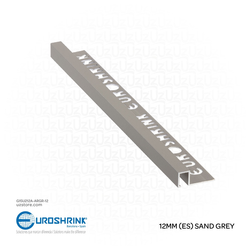 [G15U212A-ARGR-12] UROSHRINK Spain Tile Corner Steel Trim 212A-ARGR-12 Arena Gris 12MM (ES) Sand Grey