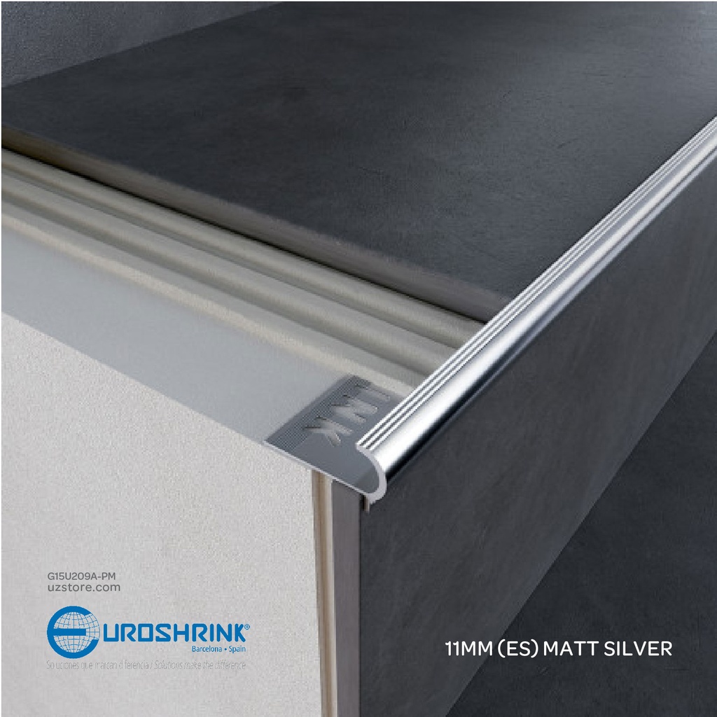 UROSHRINK Spain Tile Corner Steel Trim 209A-PM Plata Mate 11MM (ES) Matt Silver