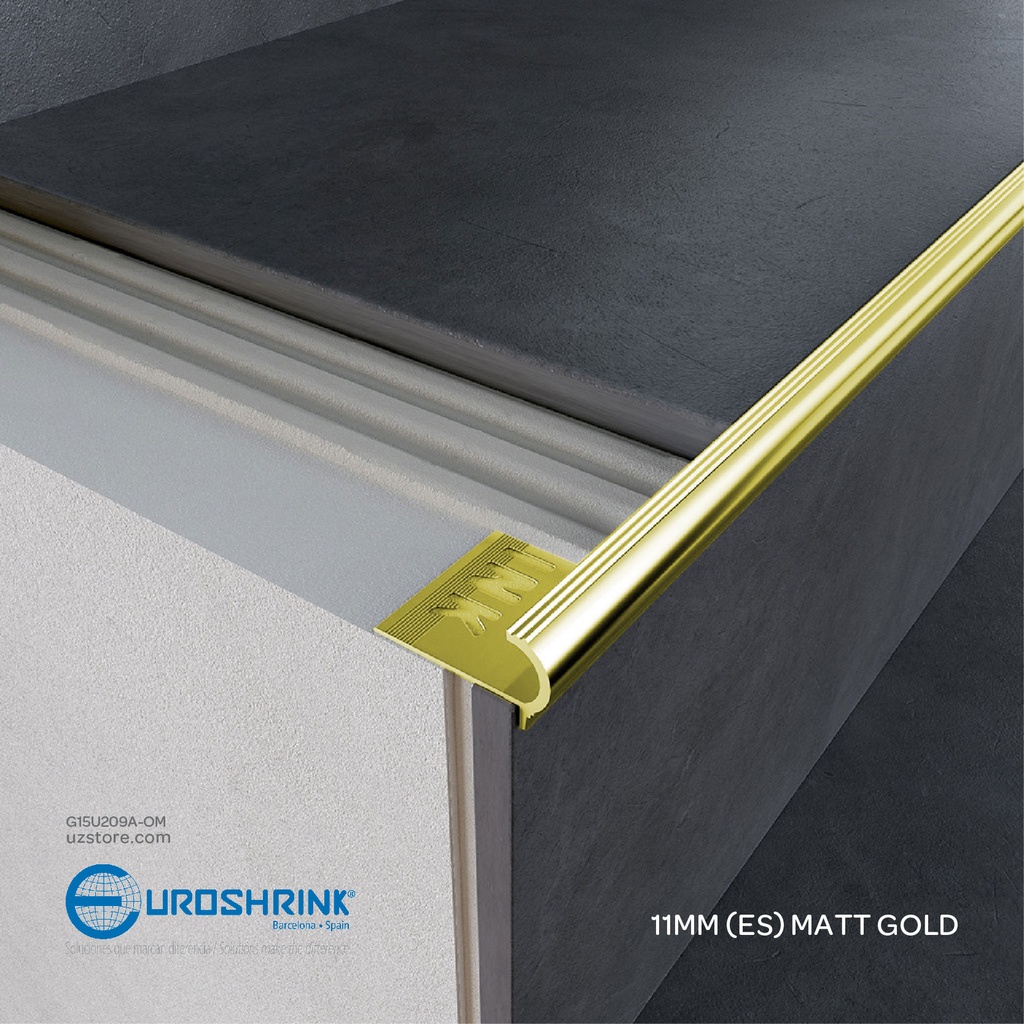 UROSHRINK Spain Tile Corner Steel Trim 209A-OM Oro Mate Brillo 11MM (ES) Matt Gold