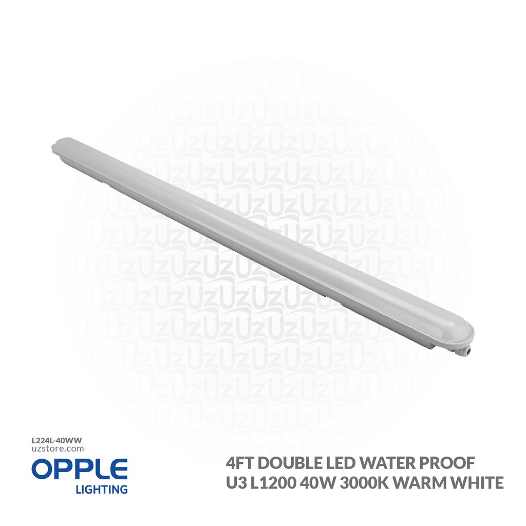 OPPLE 4Ft Double LED Water Proof LED Waterproof-U3 L1200-40W-30K-FR-GP-DZ 3000K Warm white 531000023300