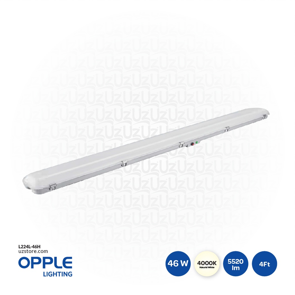 OPPLE 4Ft Double LED Water Proof E II 1260-46W-6500-FR-GP 4000K Natural White 531000001810 