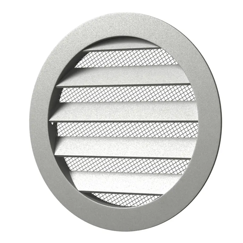 Outside round gril with screen D125 with flange D100, Aluminium ERA 10RKM ⌀100 Made in Russia