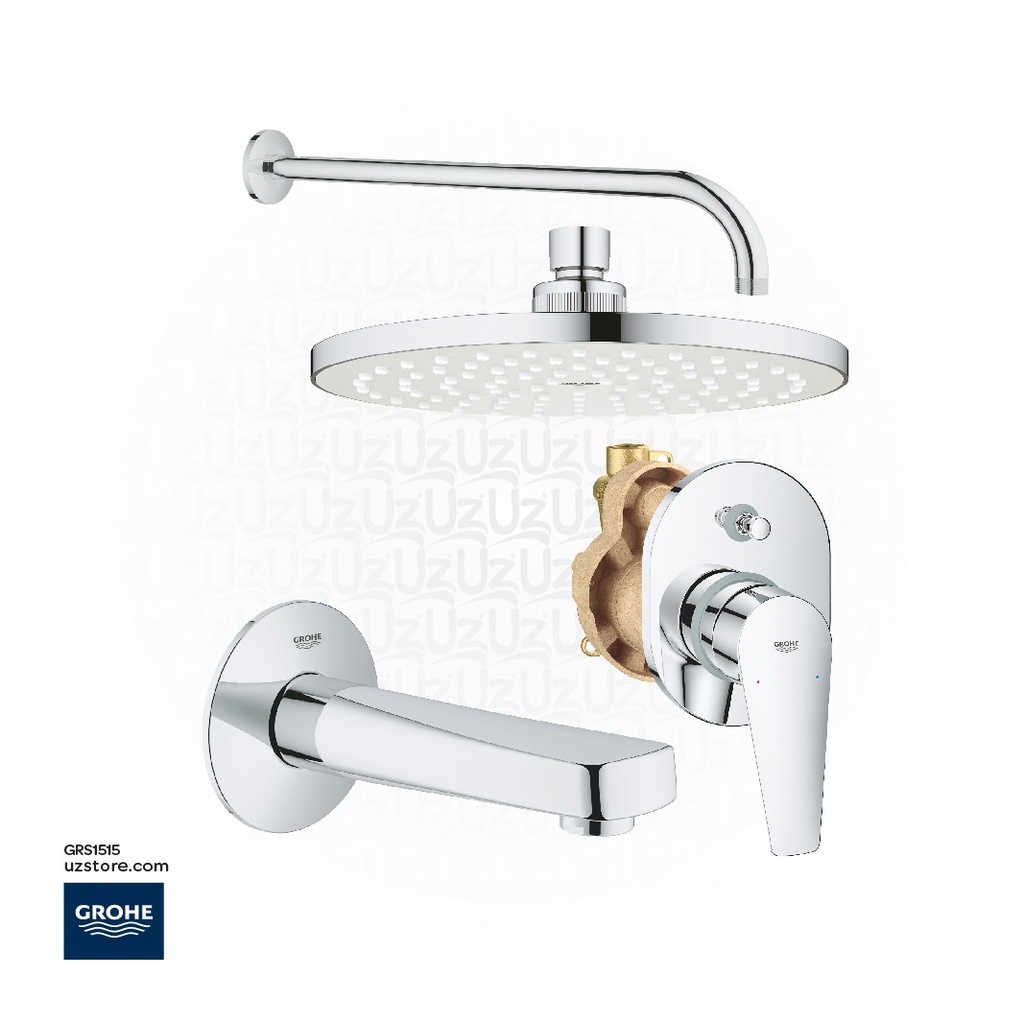 [GRS1515] GROHE Concealed Shower Bundle 515 (BauEdge OHM set bath  +Concealed body+ Head Shower 20 cm +shower arm 40 cm +Bath spout )  